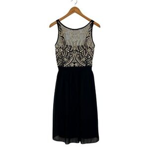 Papillon Black Dress Gold Sequin Embellished Sz M Party Cocktail Sleeveless